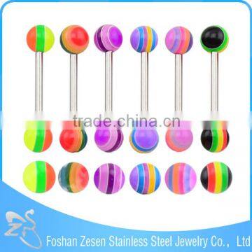Factory Direct Sale Surgical Steel Women Colorful Resin Ball Best Design Tongue Ring photo-4
