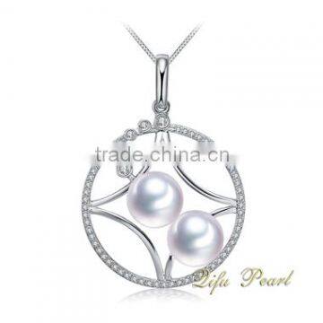 2015 Factory Direct Sale Designs For Women 14K White Gold Jewelry Akoya Pearl Pendant 6-7mm 14Carat Gold Mountings