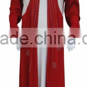 95%polyester 5%spendax Milk Silk Casual Muslim Gown With Chemical Lace photo-3