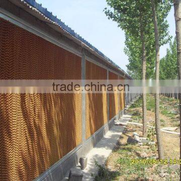 Poultry farm corrugated cellulose paper evaporative cooling pad