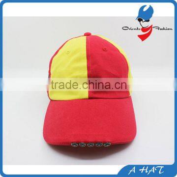 6 panel embroidery baseball cap with built-in LED light