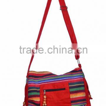 Cotton Canvas Fabric Patch Bag With Bead