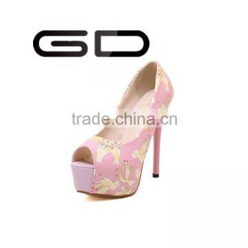 GDSHOE sweety printed candy color platform pumps peep toe high heel shoes