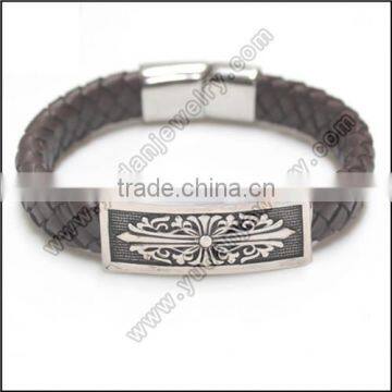 Wholesale Cross wrap leather bracelet for men