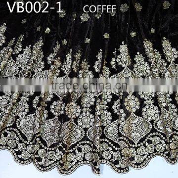 VB002-1 Coffee Fashion African Black Velvet Cord Lace Fabric