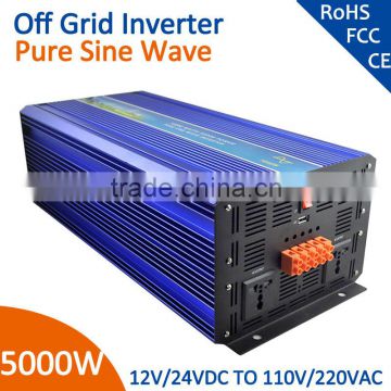 hot new products 12v/24v 110v/220v 5000w pure sine wave inverter for home solar system