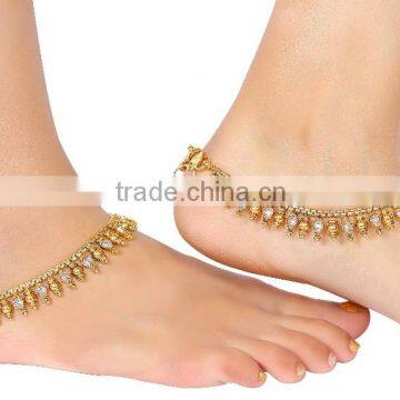 Indian Gold Plated Crystal Payal Anklet
