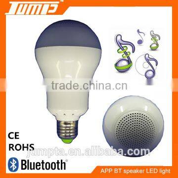 2016 factory hot sale color changing APP control bluetooth speaker E27 music led bulb