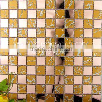 yellow color mirror glass mosaic- 25X25mm square mix color glass mosaic