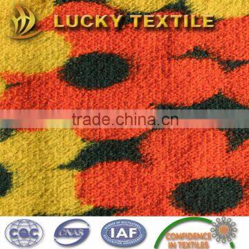 Flower pattern loop gage knit wool polyester jacquard cloth fabric