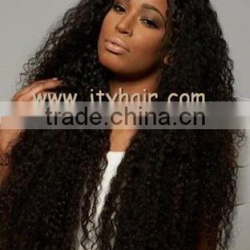 Hot Beauty 22" #1 Jet Black, Afro Kinky Curl, Brazilian remy hair Full lace wig