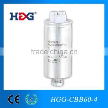 lighting capacitor CBB60 250V/450V 20uF in different capacity, aluminium body with push in terminal