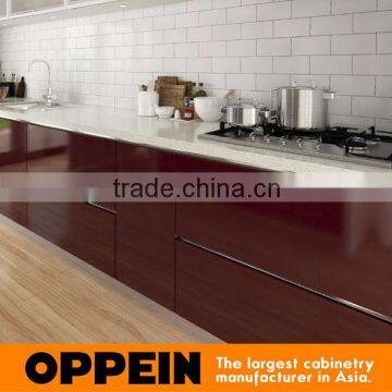 New Design White and Red Lacquer Finish Wood Veneer Kitchen Furniture With Island photo-3