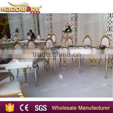 Half Round Wedding Gold Table , White Top Dining Table MDF photo-3