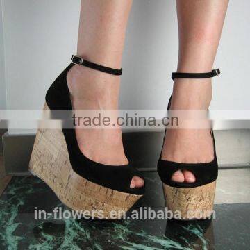 Ankle strap peep toe woman wedge heel sandals,wedge heels,wedge heel shoes