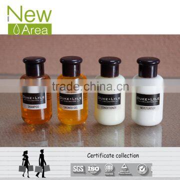 luxury cylinder disposable pvc bottle with brown cap for hotel conditioner