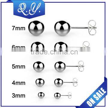 Simple design multi size ear studs set jewelry wholesale stainless steel beads earrings