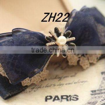 Blue Chiffon Ribbon Hair Clip Hair Accessories Hair Bow Embellishments Wholesale photo-3