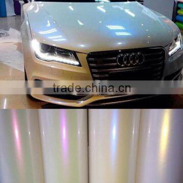 Hot Sales Car Paint Protection Type Pearl White Chameleon Holographic Rainbow Film Foil For Car Wrap Vinyl