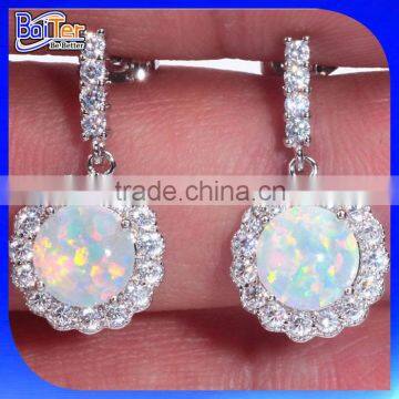 Opal Jewelry Factory Custom Wholesale 925 Sterling Silver Synethic Opal Earrings,Earrings With Opal Stone