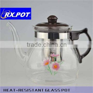 Heat-resistant pyrex glass tea/coffee pot with infuser 1000ML(glass factory)