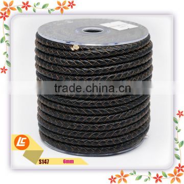 wholesale black round leather string 6mm