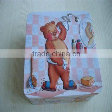 Wholesale Little Bear Bath Catoon Small Square Butter Cookies Tin photo-2