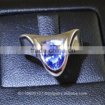 8x6 MM Blue Star Sapphire Ring Lab-Created Sterling Silver 92.5 Size 7