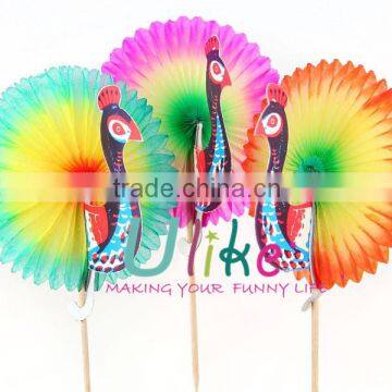 Colourful Peacock honeycomb fan tai Cocktail Sticks table decoration                        
                                                Quality Choice