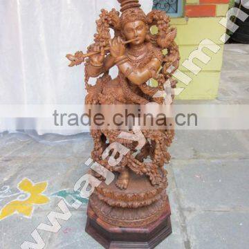 Teakwood Krishna Statue