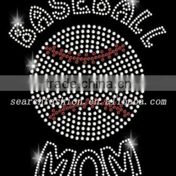 Crystal Baseball Mom Iron on Rhinestone Transfer