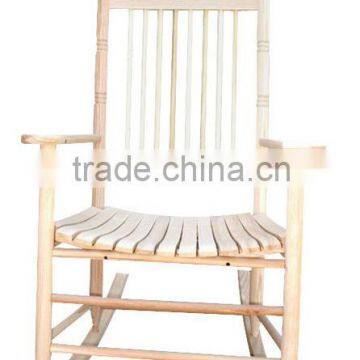 Unfinished wood chair frame in classical style,using outdoor and indoor standard adultslat porch rocking chair