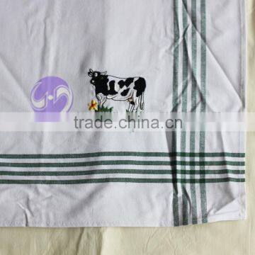 Embroidered 100% Cotton Waffle Plain White Tea Towel