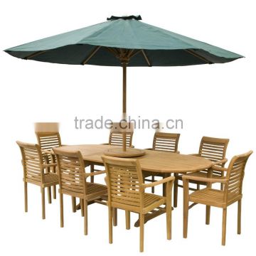 Teak Dining Table and Stacking Chairs Garden Outdoor Furniture