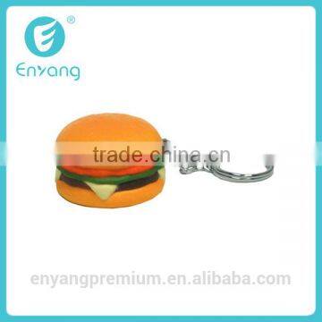 Innovative PU Soft Hamburger Keychain Foam Bread Keyring