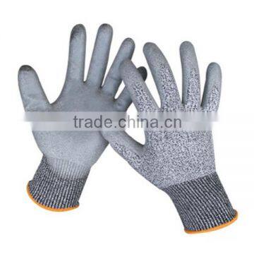 Cut Level 5 Water PU Coated HPPE Liner Cut Resistant Gloves EN388