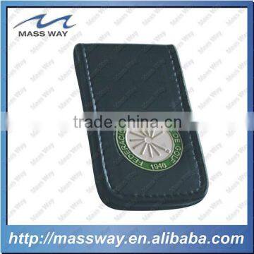 custom high quality cool folding metal golf cap magnetic leather money clip