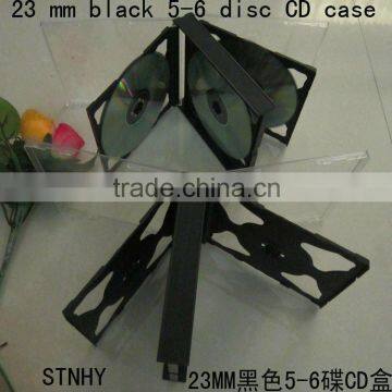 23mm black tray clear 5-6disk CD case