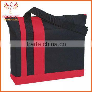 New Design Custom Larger Front Pocket 600 D Polyester Top Zippered Closure Tote Bag photo-4