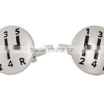 Designer Cufflink Cuff Daddy Silvertone Gear Shift Cufflinks Case