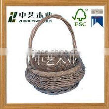 cheap round willow wicker baskets with handle wholesale