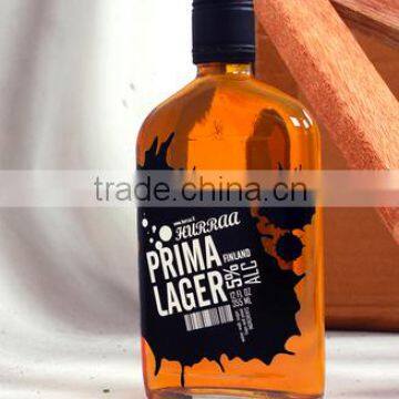 500ml and 750ml printed glass flask bottle with aluminum cap with logo