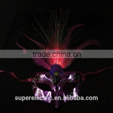 Wholesale Carnival Dancing Ball Favor LED Mask Women Face Mask Halloween Party Mask With LED Lights and Feather photo-5