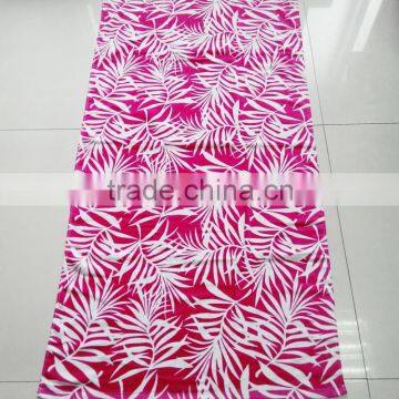 100% Cotton Hot Pink Full Screen Leaf Printing Beach Towel Printed Seaside Play Beach Towel photo-2