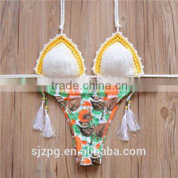 lady's crochet triangle bikini, fashion hot sexy ladies handmade crochet knitting bikini