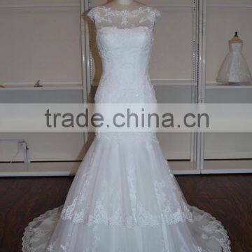 (MY0085) MARRY YOU China Custom Made Mermaid Lace Boat Neck Country Western Wedding Dress Factory 2016