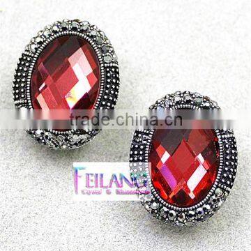 Alloy Earrings Set In Deep Red Jewelry Stud Earrings photo-2