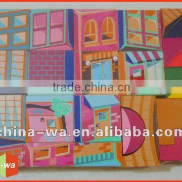 colorful wood house building or construction blocks toy