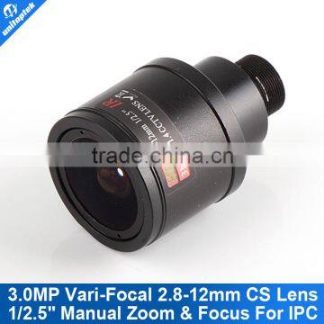 M12 Mount F1.4 3.0Megpixel Fixed Iris Lens With 2.8-12mm Manual Zoom