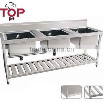 Stainless Steel AISI201 Three Sinks InTriple Sink Bench photo-2